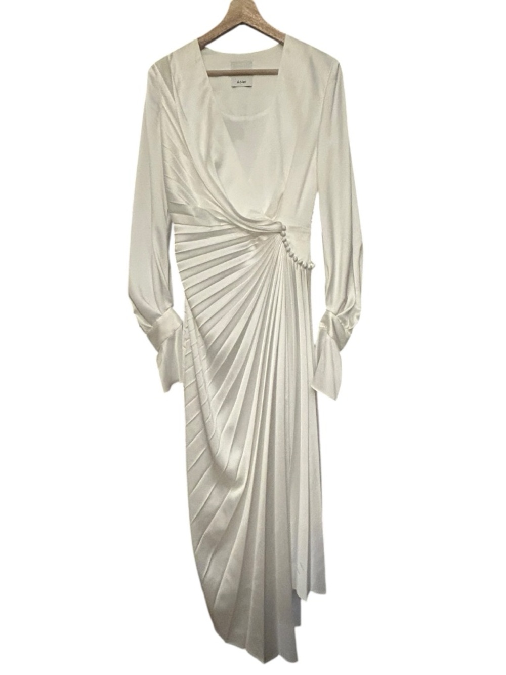 ACLER ‘Cresta’ Satin Wrap Pleated Midi 
Dress - Picture 3 of 15